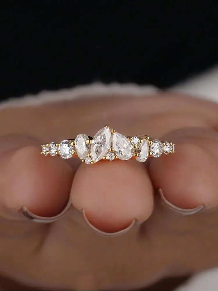 925 Sterling Silver Classic Marquise Water Drop Zircon Ring For Women Engagement Wedding Luxury High Quality Fine Jewelry