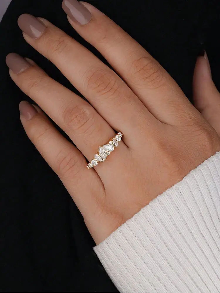 925 Sterling Silver Classic Marquise Water Drop Zircon Ring For Women Engagement Wedding Luxury High Quality Fine Jewelry