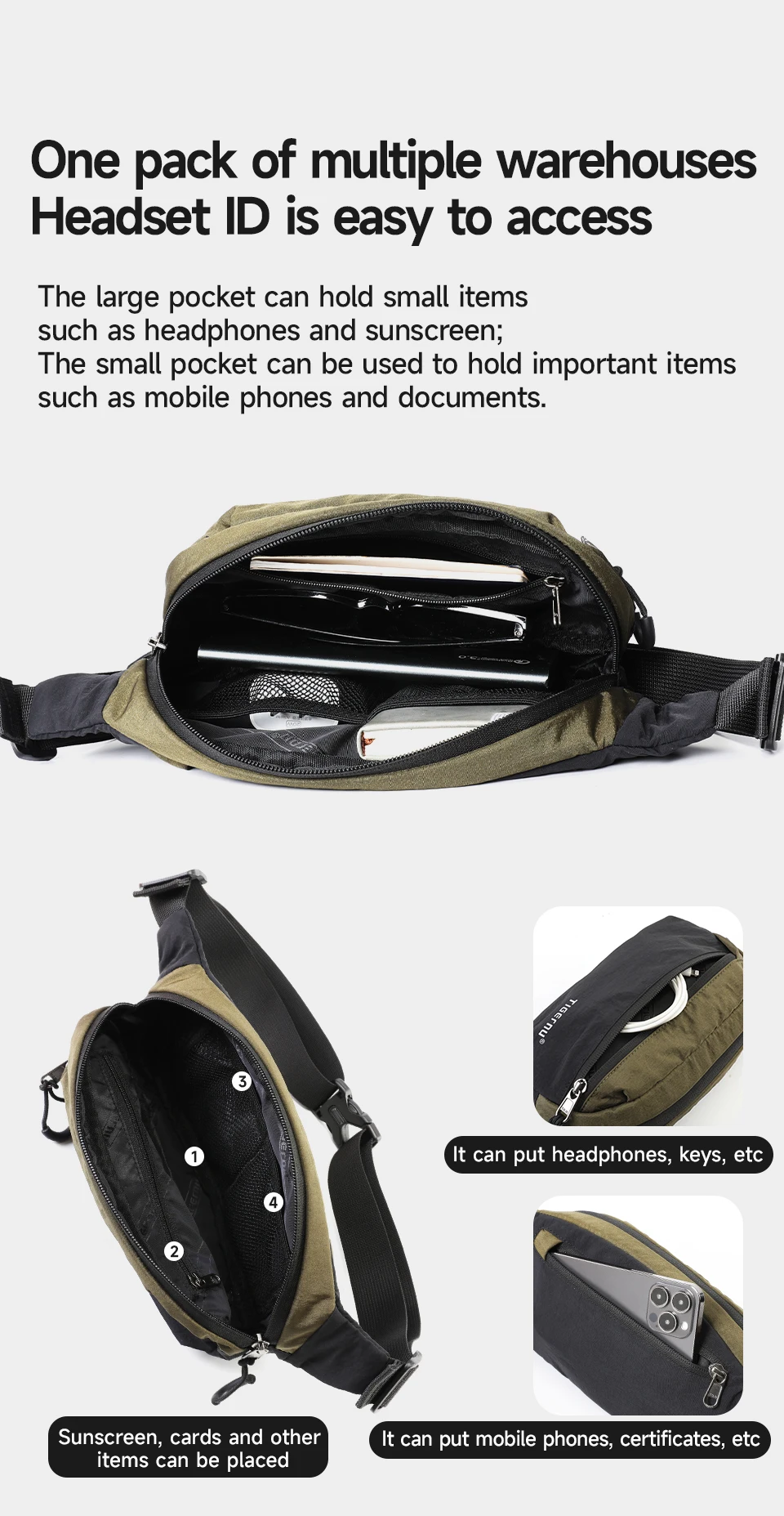 Tigernu New Light Weight Crossbody Bag Men Shoulder Bag Splashproof Waist Bag Male Multi-purpose Sling Bag