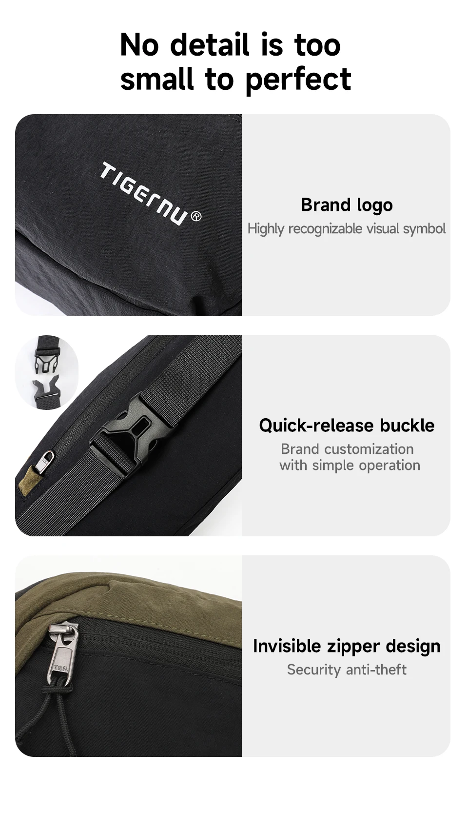 Tigernu New Light Weight Crossbody Bag Men Shoulder Bag Splashproof Waist Bag Male Multi-purpose Sling Bag