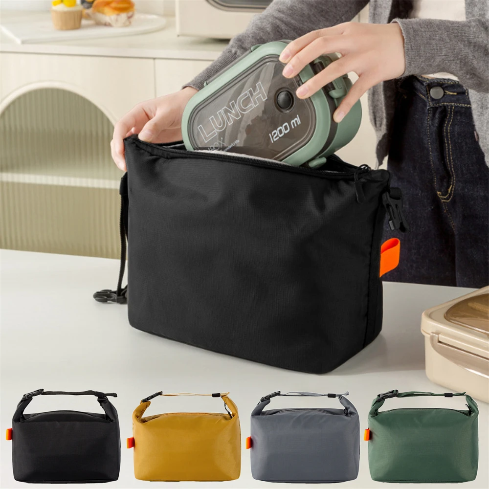 1pc Larger Capacity Lunch Bag Leakproof Cooler Bag Food Lunch Containers Hand-held Bento Bag For School, Work, Office, Picnic