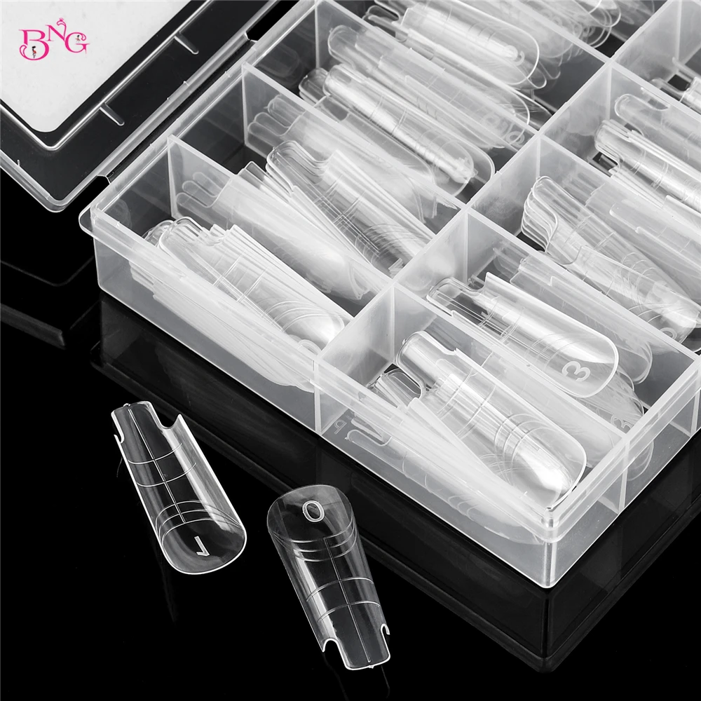 BNG New 70/140Pcs Dual Forms for Poly Nail Gel Soft Nail Forms Molds Acrylic Full Cover False Nail Tips Manicure Extension