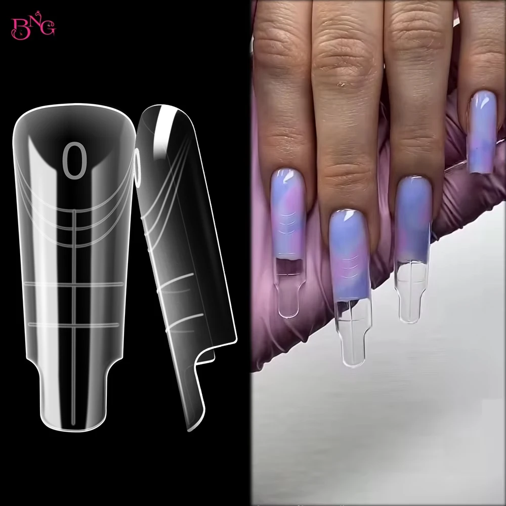 BNG New 70/140Pcs Dual Forms for Poly Nail Gel Soft Nail Forms Molds Acrylic Full Cover False Nail Tips Manicure Extension
