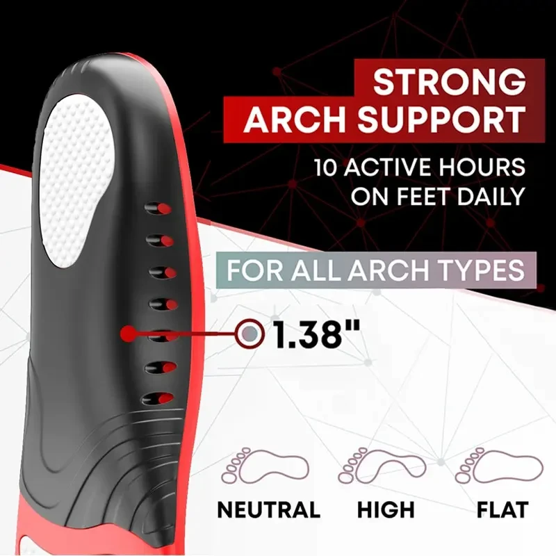 220+ Lbs Heavy Duty High Arch Support Insoles for Men Women Shock Absorbing Shoe Inserts for Flat Feet Standing All Day Insole