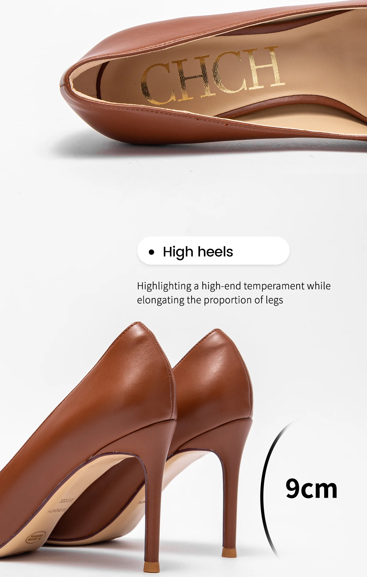 C-H Woman shoes High Heels New Pointed Metal Buckle Party Carnival Women's Shoes 9cm