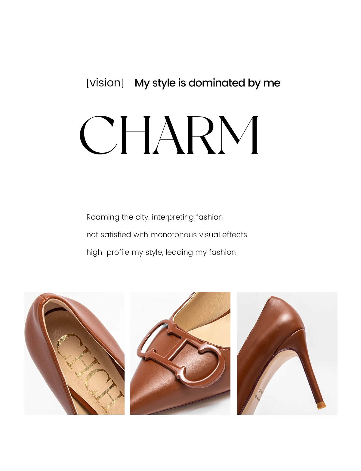 C-H Woman shoes High Heels New Pointed Metal Buckle Party Carnival Women's Shoes 9cm