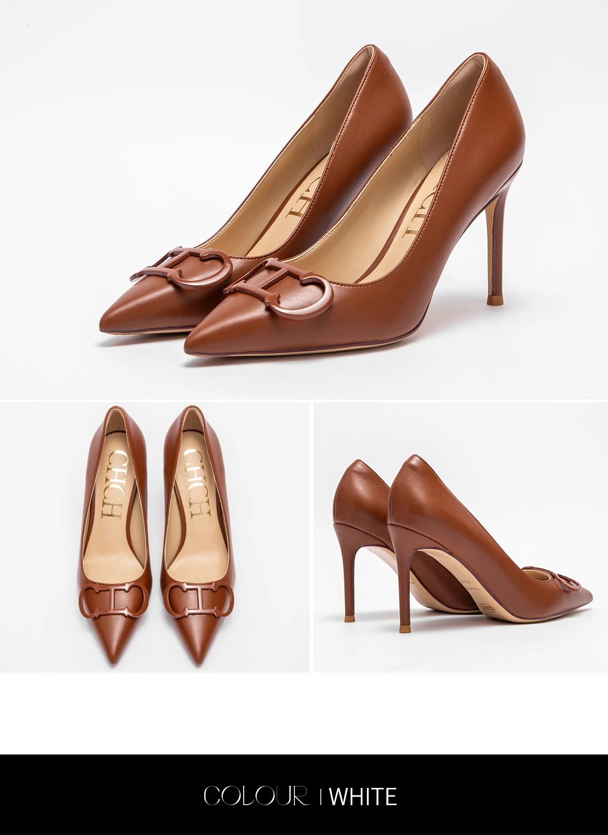 C-H Woman shoes High Heels New Pointed Metal Buckle Party Carnival Women's Shoes 9cm