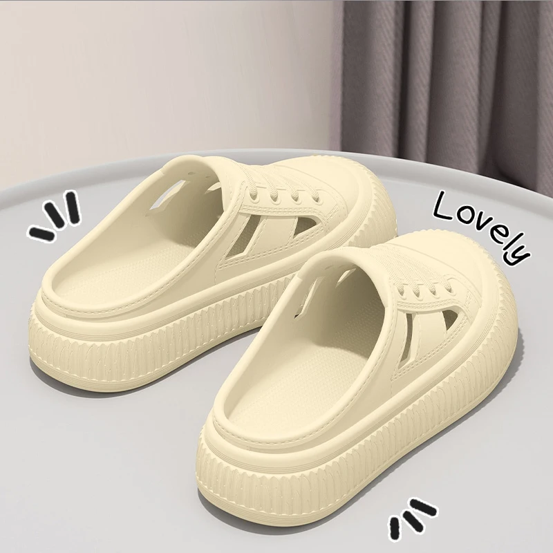 Smile Women's Sandals Comfortable Soft Cave Shoes Summer New Thick-soled EVA Sandals Breathable Non-slip Sandals Elevated Shoes
