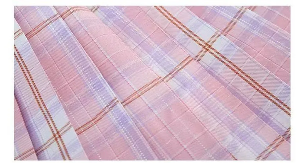 4-14Y Girl School Outfits Short Sleeve Heart Shape T-shirt and Elastic Waist Plaid Skirt 2pcs Sets For Children Preppy style