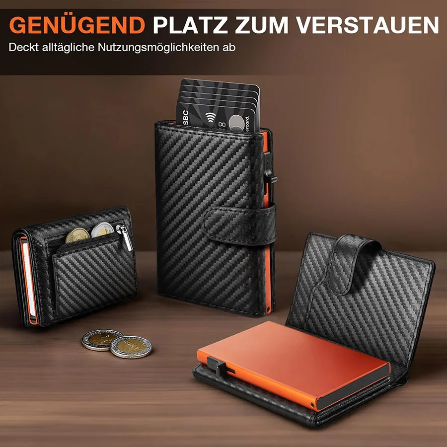 Men's Wallet with Coin Case RFID Protection Slim Wallet Card Wallet Small Credit Cards Credit Card Wallet