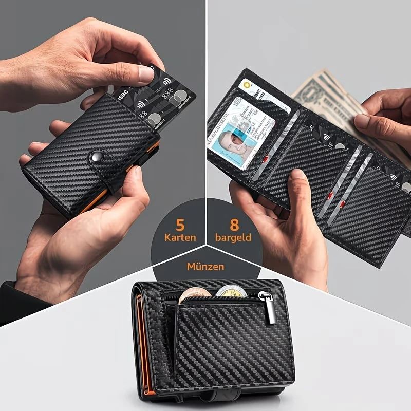 Men's Wallet with Coin Case RFID Protection Slim Wallet Card Wallet Small Credit Cards Credit Card Wallet
