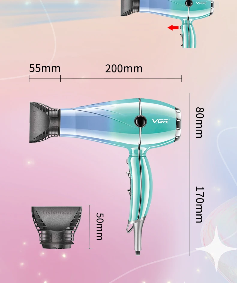 VGRV-452 professional hair care hair dryer 2000-2400W super strong wind power dormitory home negative ion hair care styling wind
