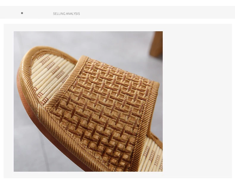 Bamboo & Rattan Summer Slippers for Women/Men - Breathable Couple Sandals, Soft Sole Anti-Slip Indoor Slides for Home/Beach