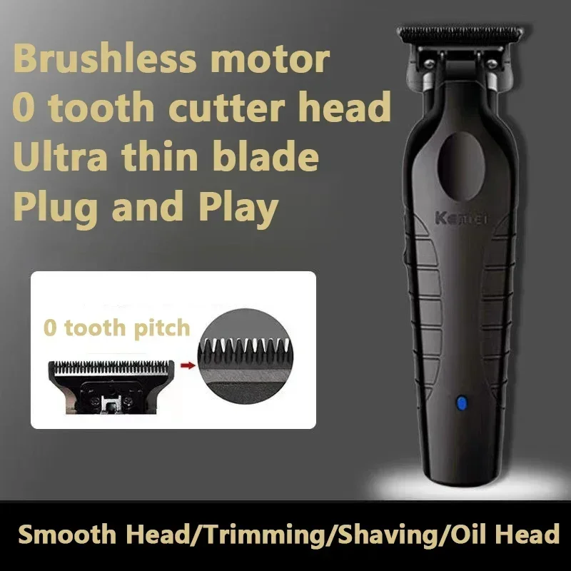 Kemei KM-2299 Barber Cordless Hair Clipper 0mm Zero Gapped Carving Clipper Professional Electric Finish Cutting Machine for Men