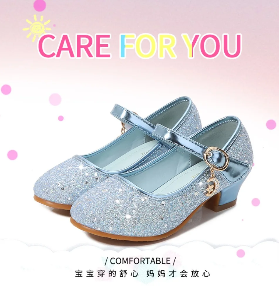 Children High Heels Fashionable Piano Runway Performance Shoes Girls' Leather Shoe Princess Shoes Sequined Single Shoes HSD09