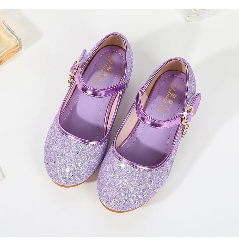 Children High Heels Fashionable Piano Runway Performance Shoes Girls' Leather Shoe Princess Shoes Sequined Single Shoes HSD09