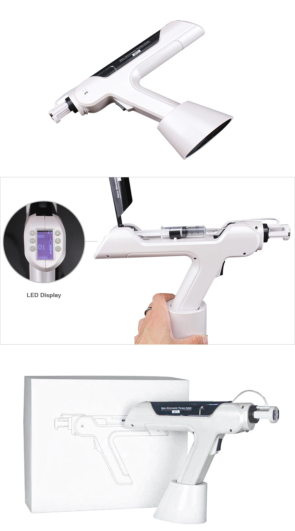 New 3 in 1 Beauty Skin Care Tool MTS Mesogun for Skin Care Product Absorption Skin Rejuvenation Mesotherapy Facial Lifting