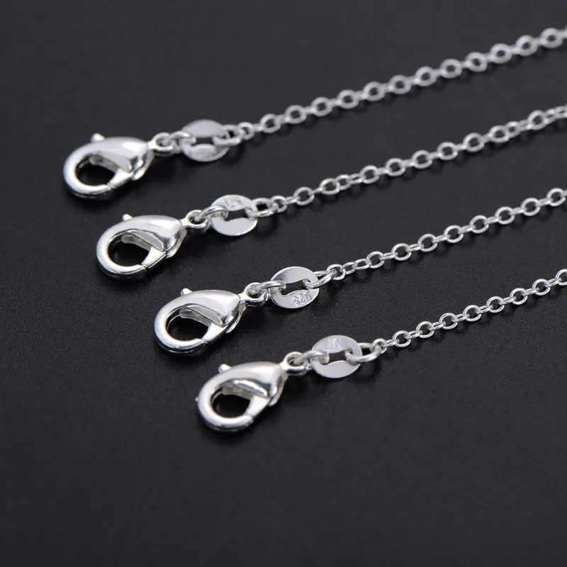 10pcs/Pack 925 Sterling Silver 16/18/20/22/24 Inch Rolo Chain Necklace Chains Lobster Clasp for Jewelry Making Supplies 1.2 mm