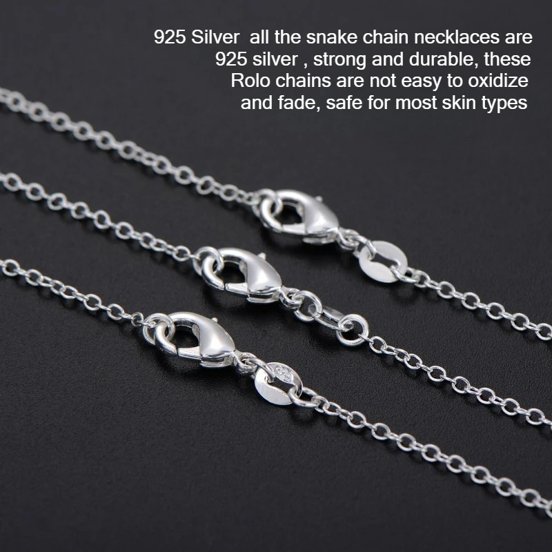 10pcs/Pack 925 Sterling Silver 16/18/20/22/24 Inch Rolo Chain Necklace Chains Lobster Clasp for Jewelry Making Supplies 1.2 mm