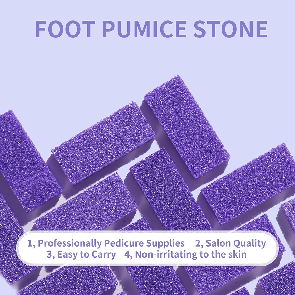 100Pcs Purple Foot Pumice Stone For Feet Foot Scrubber Sponge Callus Remover Dead Skin Pedicure Nail Supplies Art Salon Home Use