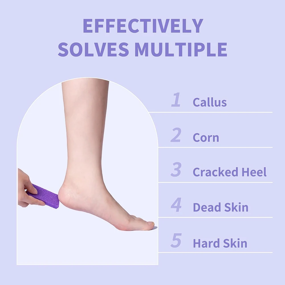 100Pcs Purple Foot Pumice Stone For Feet Foot Scrubber Sponge Callus Remover Dead Skin Pedicure Nail Supplies Art Salon Home Use