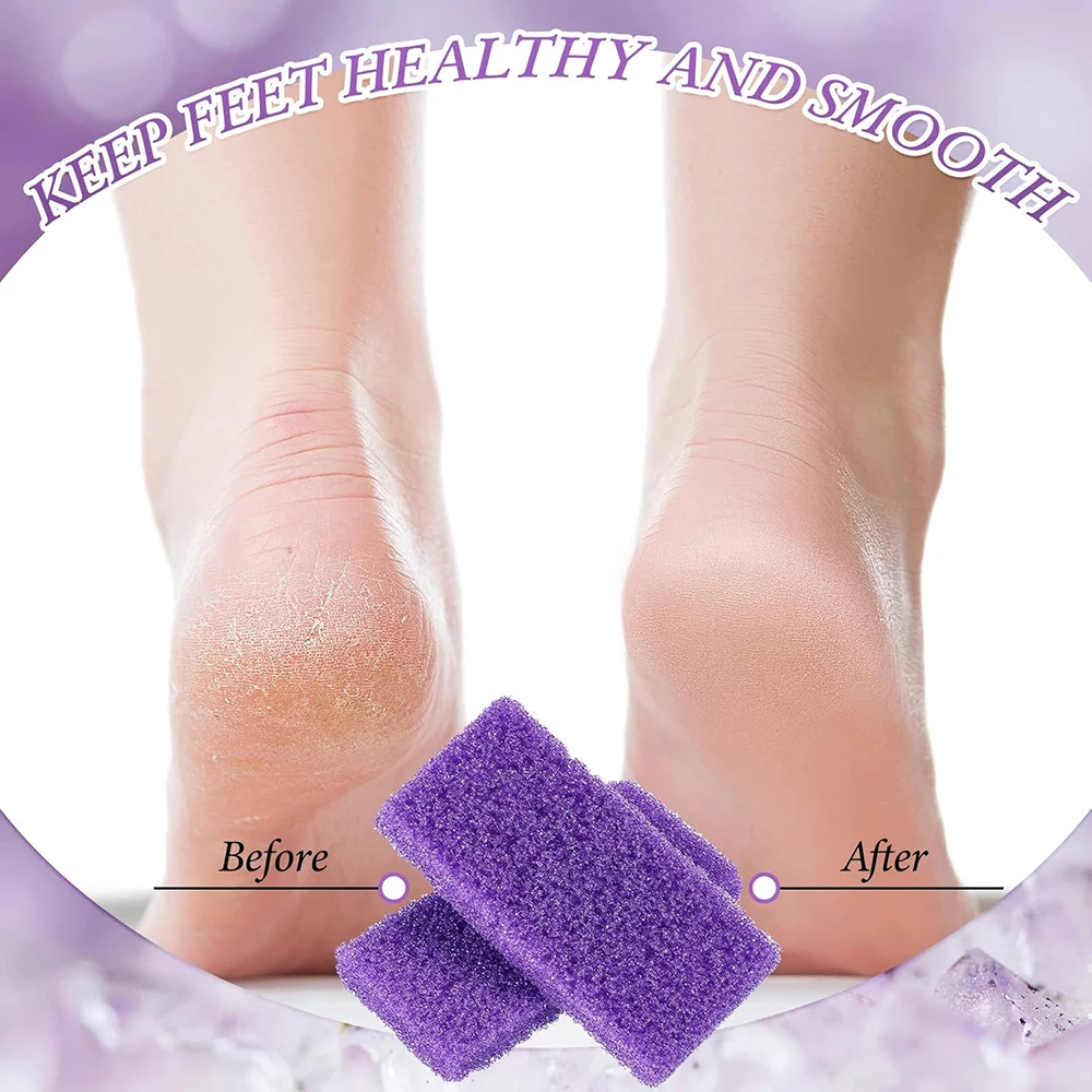 100Pcs Purple Foot Pumice Stone For Feet Foot Scrubber Sponge Callus Remover Dead Skin Pedicure Nail Supplies Art Salon Home Use