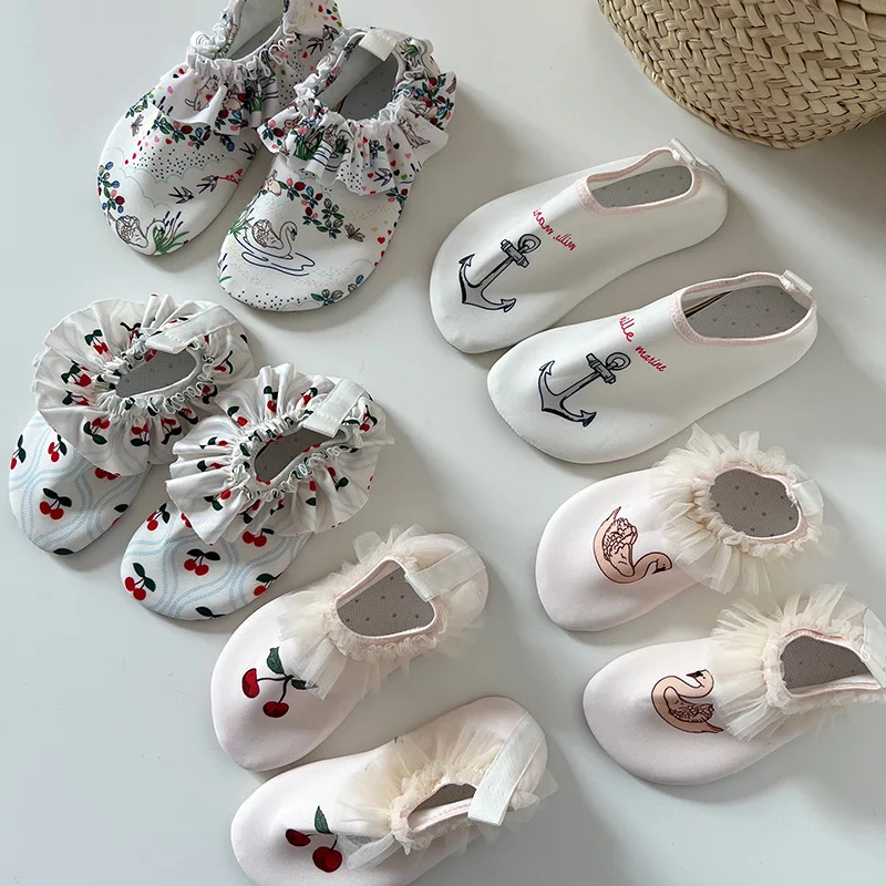 2026 Summer Children Swimming Shoes Cartoon Printed Non-slip Quick-Dry Boys Girls Beach Water Playground Sandals Shoes
