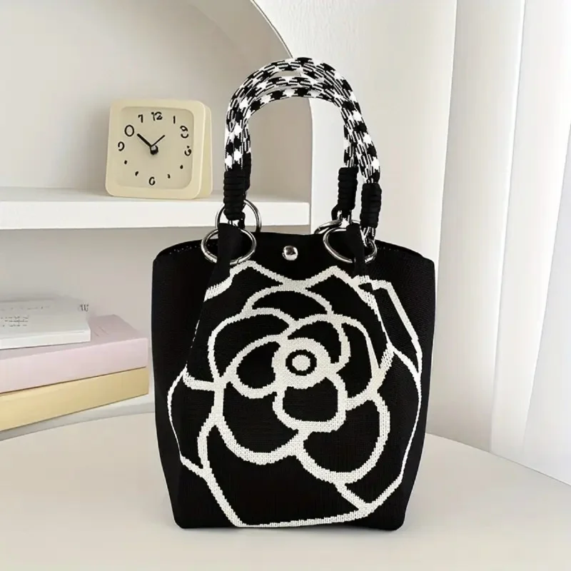 Portable Handbag Large Capaci Knitted Tote Bag for Work Commuting Outings Miscellaneous Items Korean Japanese Sle Handbag