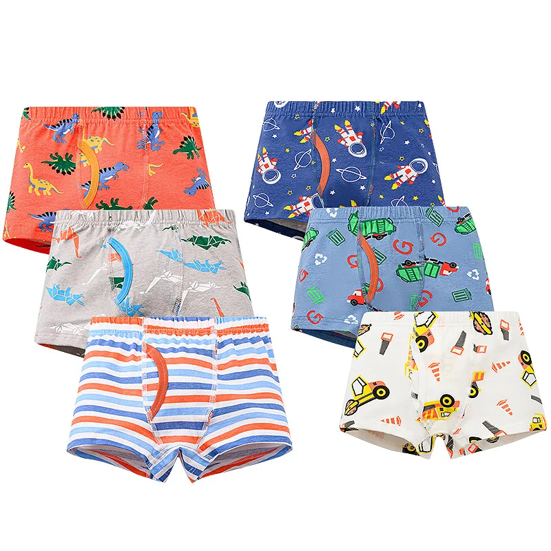 3/6 pcs Boys Boxer Briefs Sets 2026 New Kids Cotton Underwear Boy Underpants Teenager Cartoon Dinosaur Print Children Panties