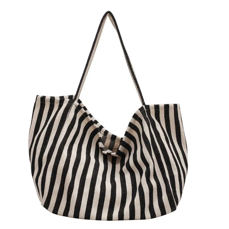 Large Capacity Canvas Bag for Women Fashion Striped Shoulder Bag New Top-handle Bag Travel Bag Shopping Tote Bolsa