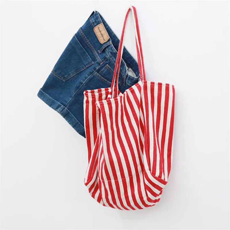 Large Capacity Canvas Bag for Women Fashion Striped Shoulder Bag New Top-handle Bag Travel Bag Shopping Tote Bolsa