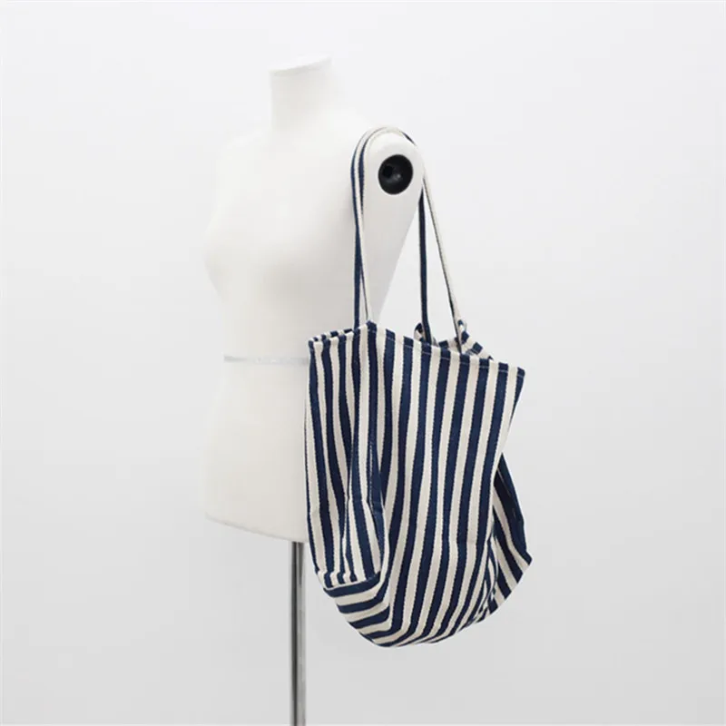 Large Capacity Canvas Bag for Women Fashion Striped Shoulder Bag New Top-handle Bag Travel Bag Shopping Tote Bolsa