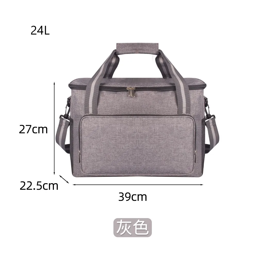 Large Insulated Thermal Bag Black Waterproof Leak-proof Thickened Handheld/Shoulder Carry Outdoor Picnic Lunch Bag