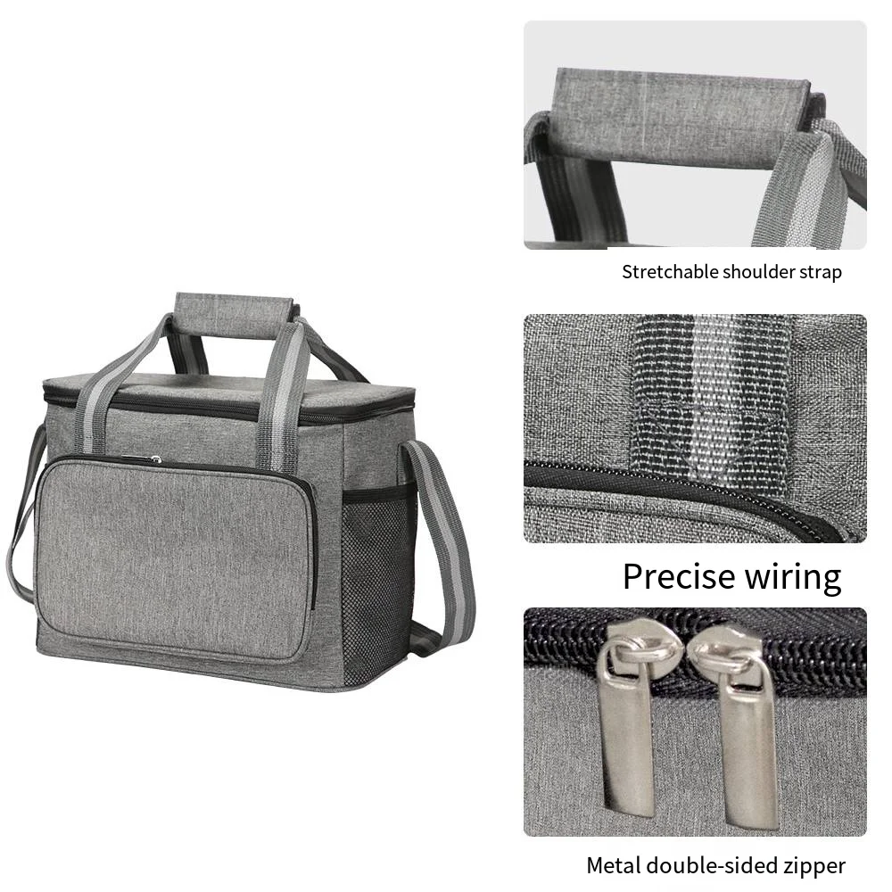 Large Insulated Thermal Bag Black Waterproof Leak-proof Thickened Handheld/Shoulder Carry Outdoor Picnic Lunch Bag