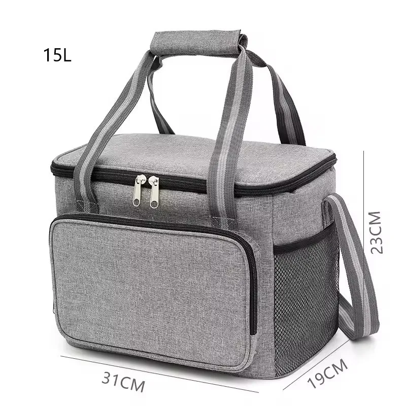 Large Insulated Thermal Bag Black Waterproof Leak-proof Thickened Handheld/Shoulder Carry Outdoor Picnic Lunch Bag