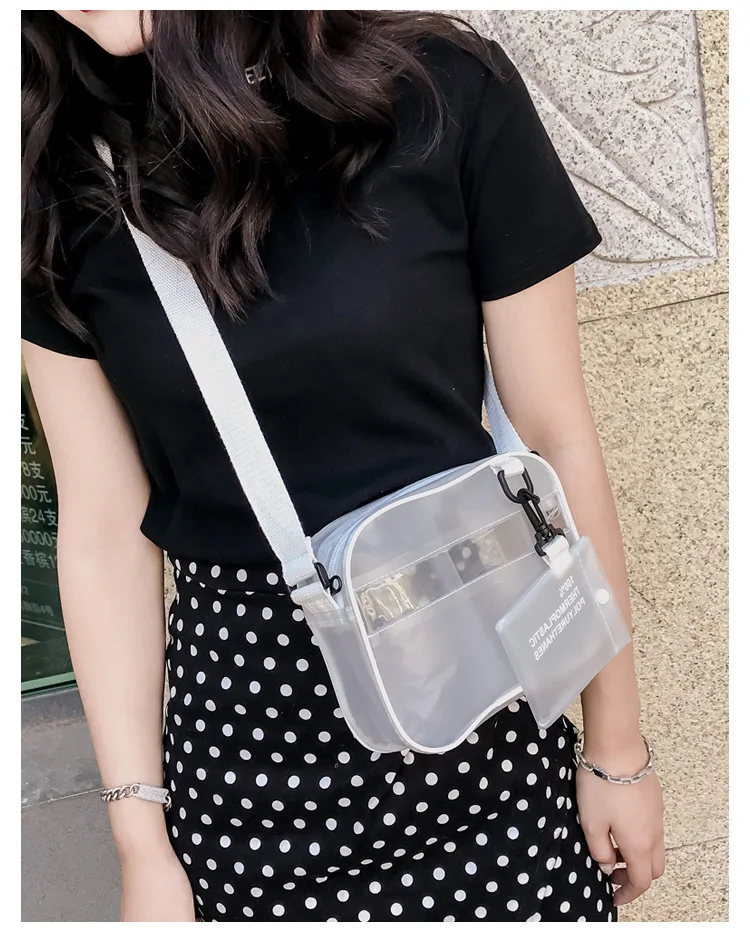 Casual PVC Transparent Bag Women Crossbody Bags Jelly Small Phone Bags Shoulder Bag Handbag Card Holder Transparent Ladies Purse