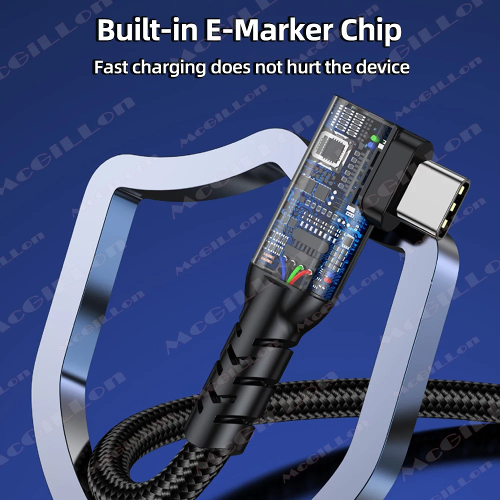 Elbow USB 5.0 Data Cable Thunderbolt 5 PD 240W 5A Charge Wire 80Gbps for MacBook Mac Pro Air SSD Tablet Laptop USB5 Type C Cord