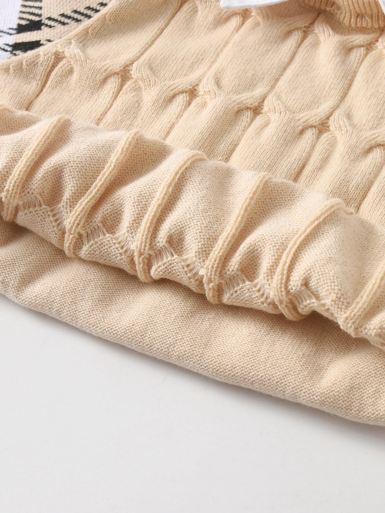 Boys' College Style Sweater Fake Two Fried Dough Twists Knitted Pullovers Suitable for School Daily Spring Autumn Winter