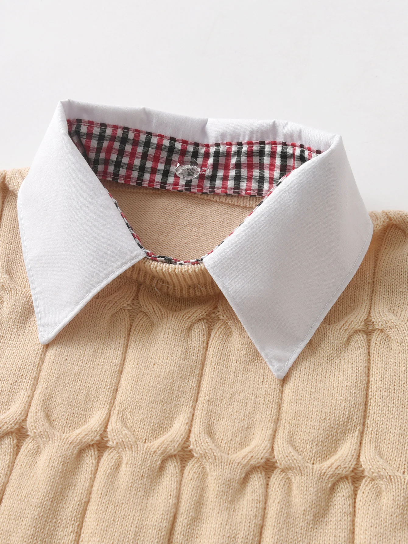 Boys' College Style Sweater Fake Two Fried Dough Twists Knitted Pullovers Suitable for School Daily Spring Autumn Winter