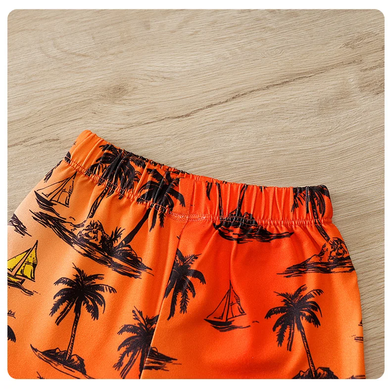 Baby Set Triangle Jumpsuit and Shorts 2PCS Holiday Coconut Tree Seaside 0-18 Months Newborn Knitted Toddler Comfortable Trendy