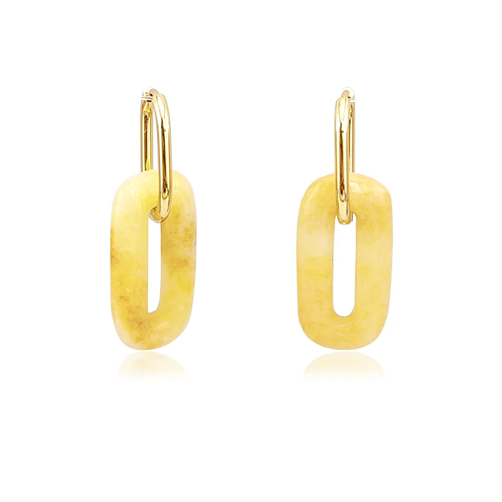 HUIDANG Earrings Trend 2026 Big Hollow Green Stone Square Earrings Woman Autumn Stainless Steel Boucles d'oreilles