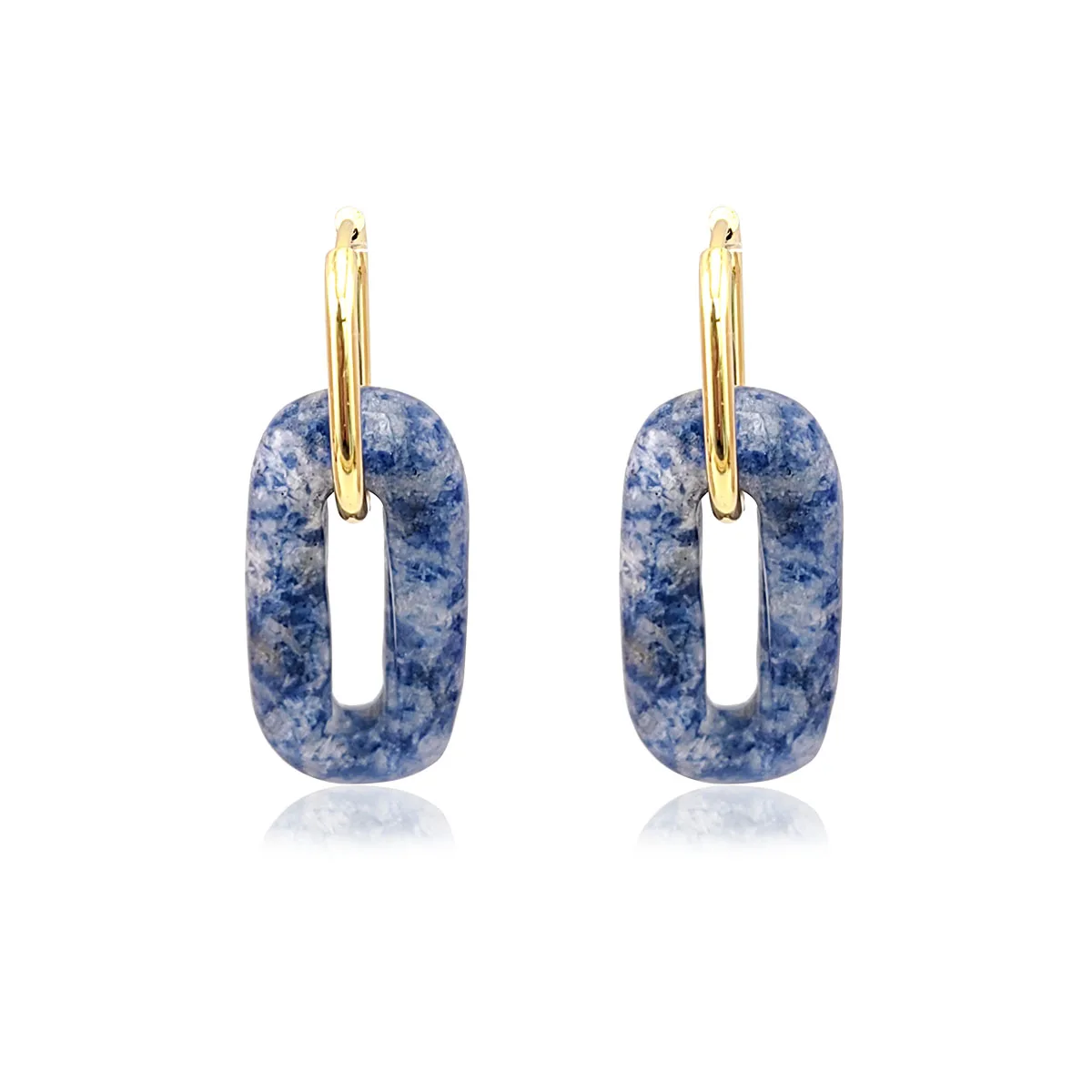 HUIDANG Earrings Trend 2026 Big Hollow Green Stone Square Earrings Woman Autumn Stainless Steel Boucles d'oreilles