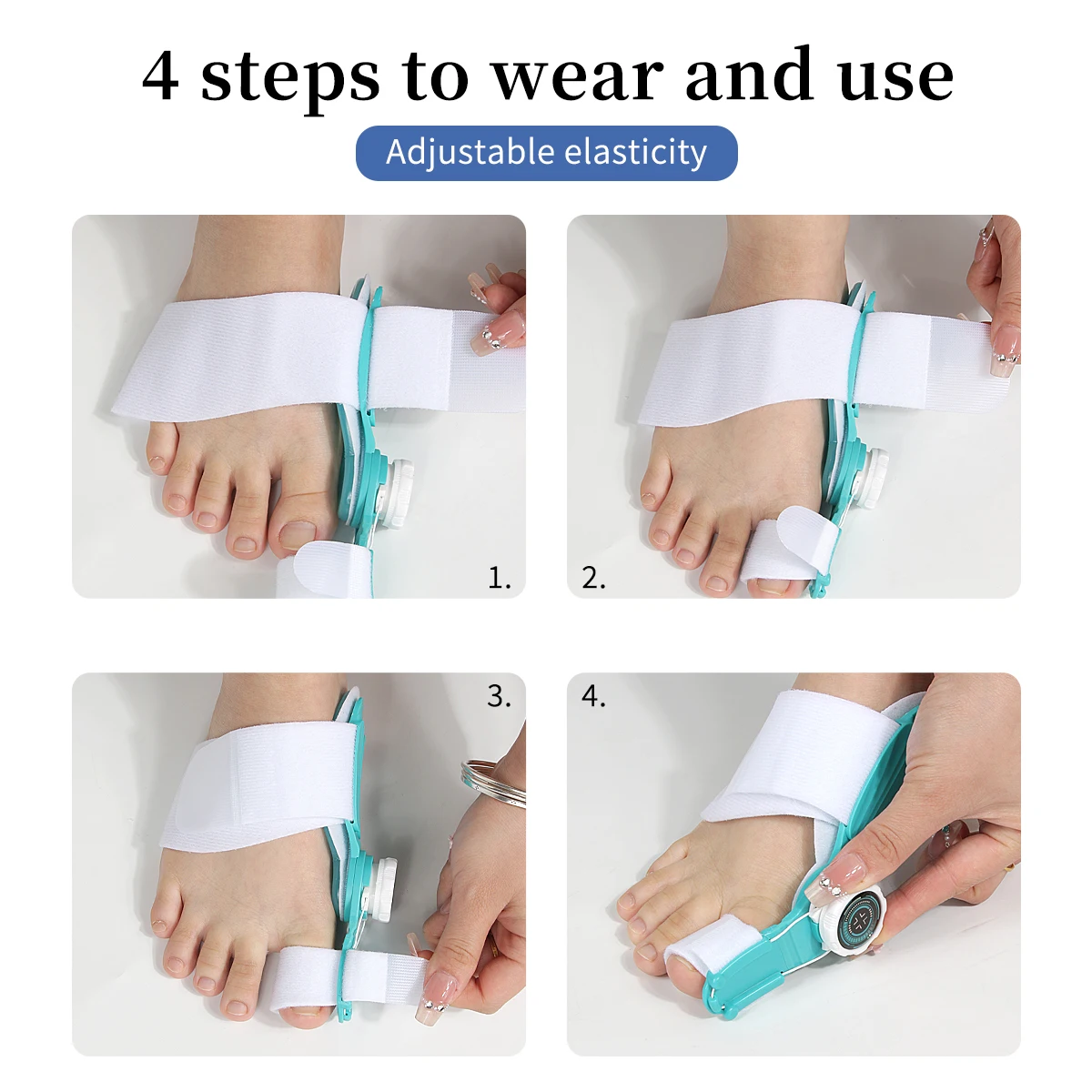 Day/Night Wearable Bunion Corrector - Adjustable Knob Design for Toe Overlapping & Big Toe Misalignment, Hallux Valgus Orthotic