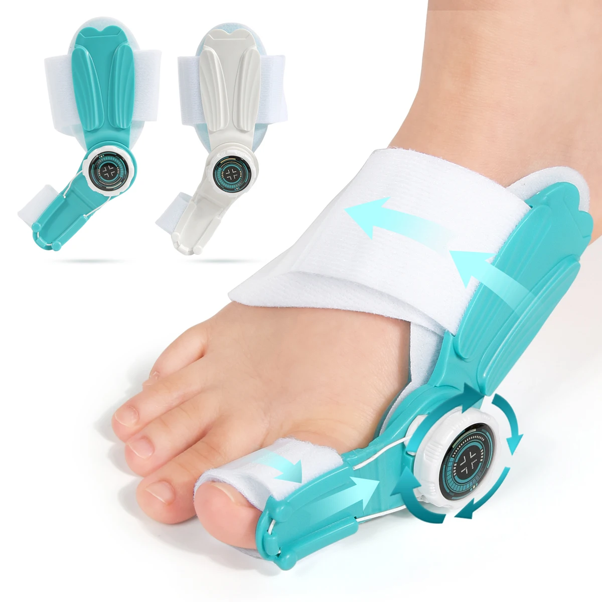 Day/Night Wearable Bunion Corrector - Adjustable Knob Design for Toe Overlapping & Big Toe Misalignment, Hallux Valgus Orthotic
