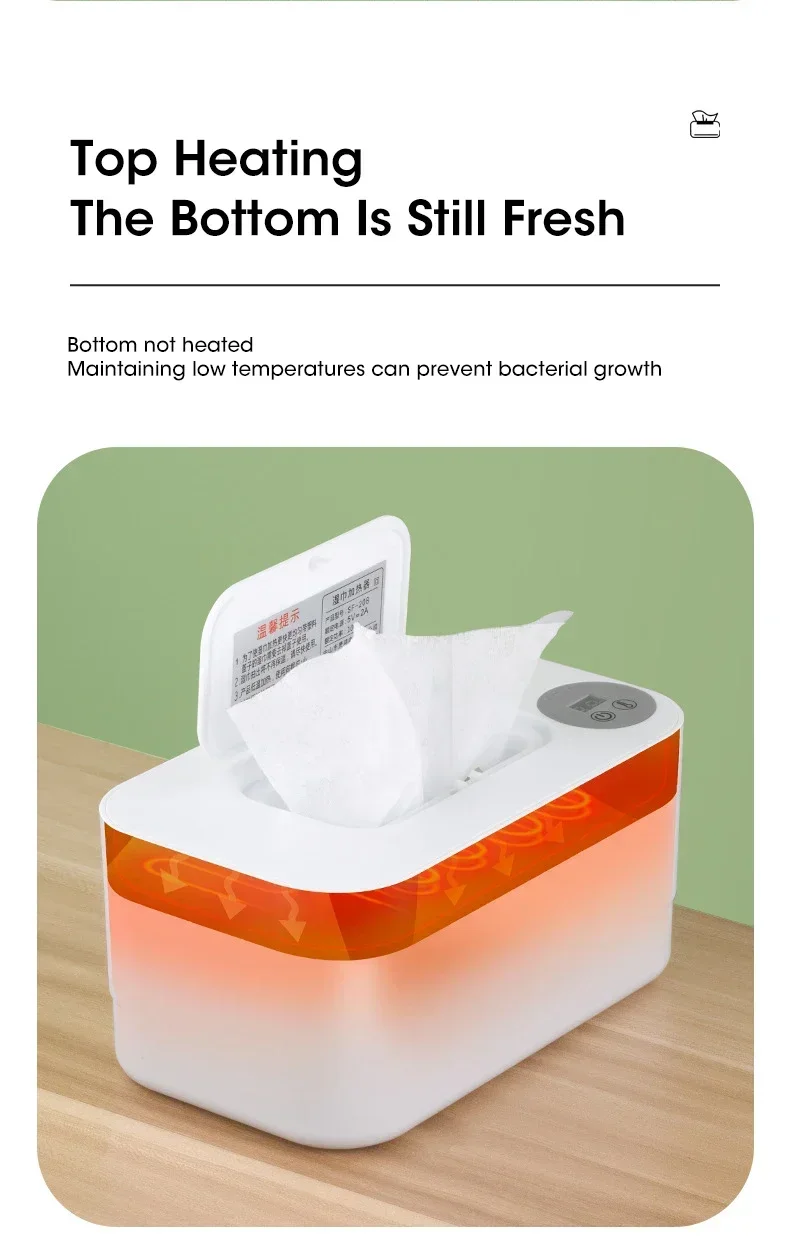 Portable Baby Wipe Warmer 2-in-1 Heated Towel Dispenser with LED Display Heating Box for Home Car Travel Accessories