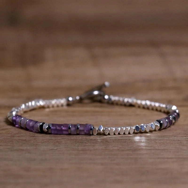 1 Pc Minimalist OT Clasp Stainless Steel Bracelet for Women Natural Stone Handmade Production Picasso Hematite Women Jewelry