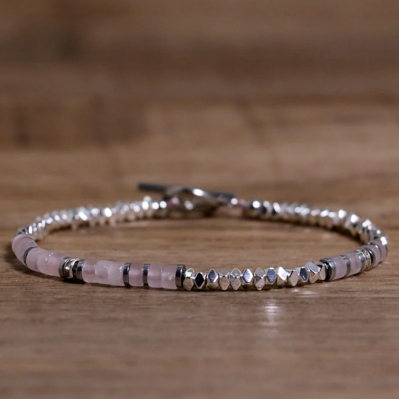 1 Pc Minimalist OT Clasp Stainless Steel Bracelet for Women Natural Stone Handmade Production Picasso Hematite Women Jewelry