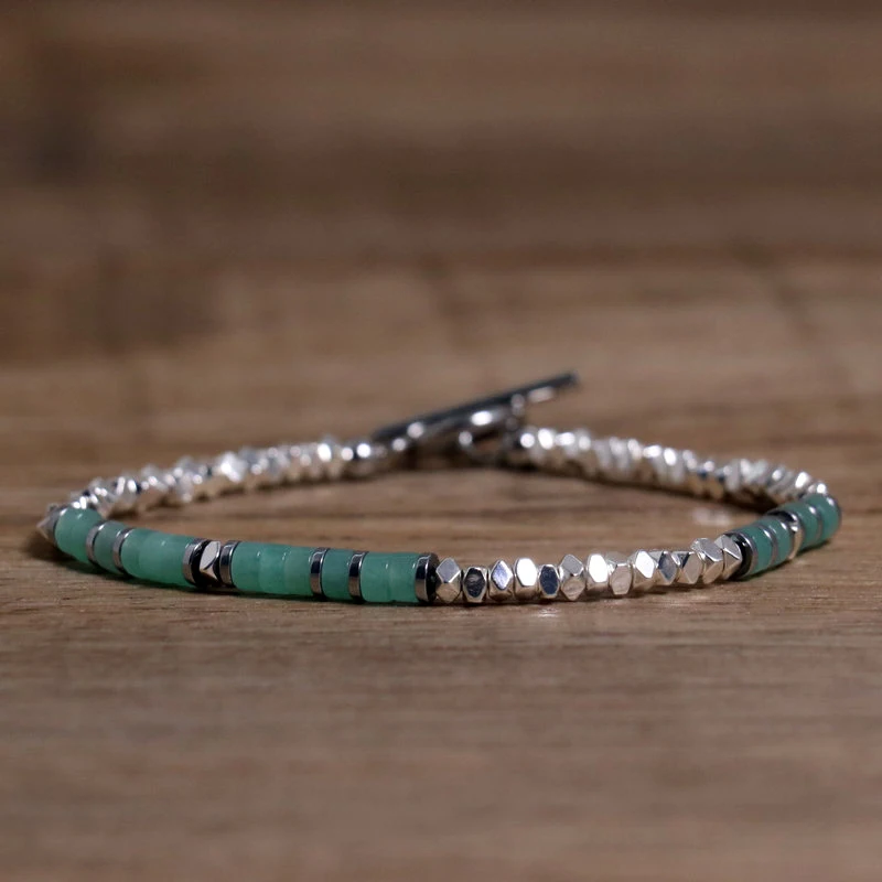 1 Pc Minimalist OT Clasp Stainless Steel Bracelet for Women Natural Stone Handmade Production Picasso Hematite Women Jewelry