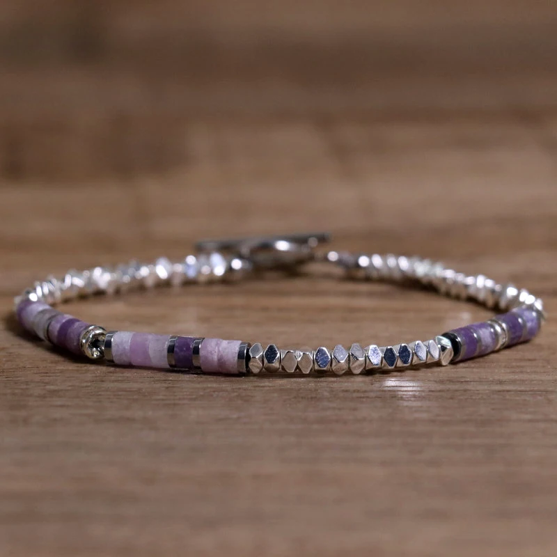 1 Pc Minimalist OT Clasp Stainless Steel Bracelet for Women Natural Stone Handmade Production Picasso Hematite Women Jewelry