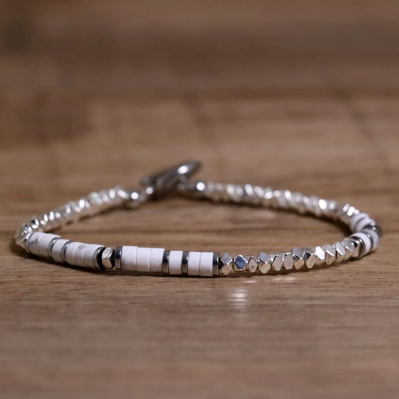 1 Pc Minimalist OT Clasp Stainless Steel Bracelet for Women Natural Stone Handmade Production Picasso Hematite Women Jewelry